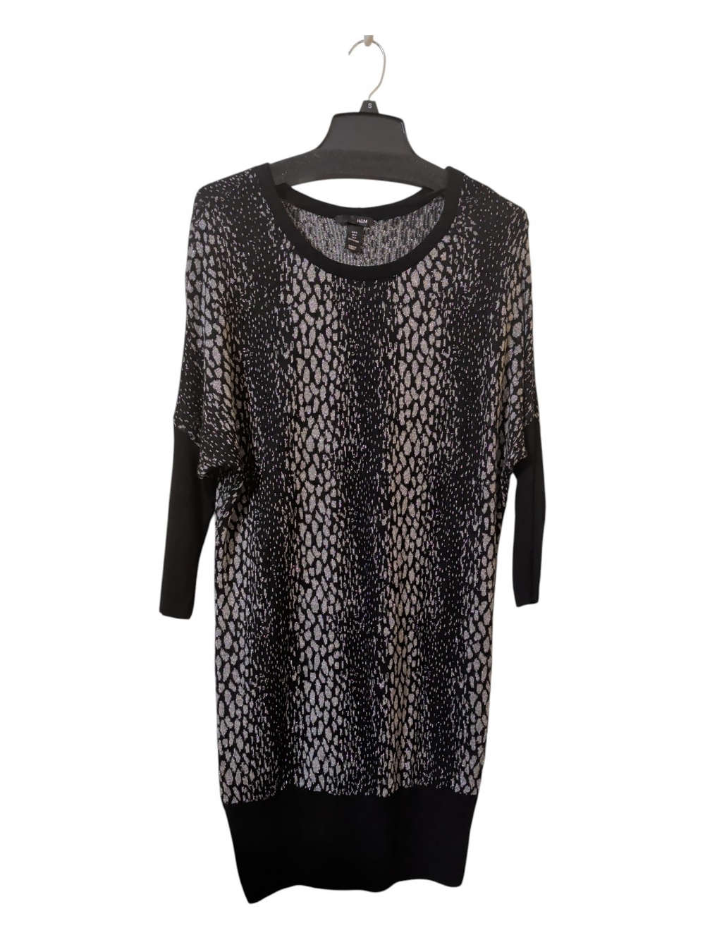🌸 H&M Animal Print Mini Dress in Black & Gray Silver New Years Eve Holiday